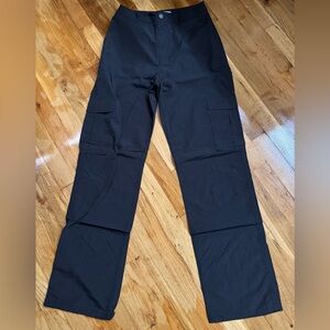 Stradivarius Black Straight Leg Cargo Pants, Size 2